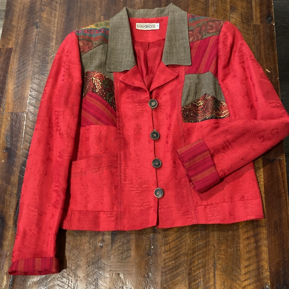 Canvasbacks Red Patchwork Jacket 8 - image 5